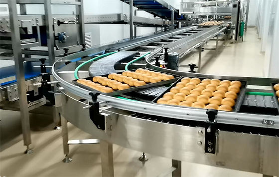 Independent Controlled Cup Cake Cooling Multi Way Curved Belt Conveyor